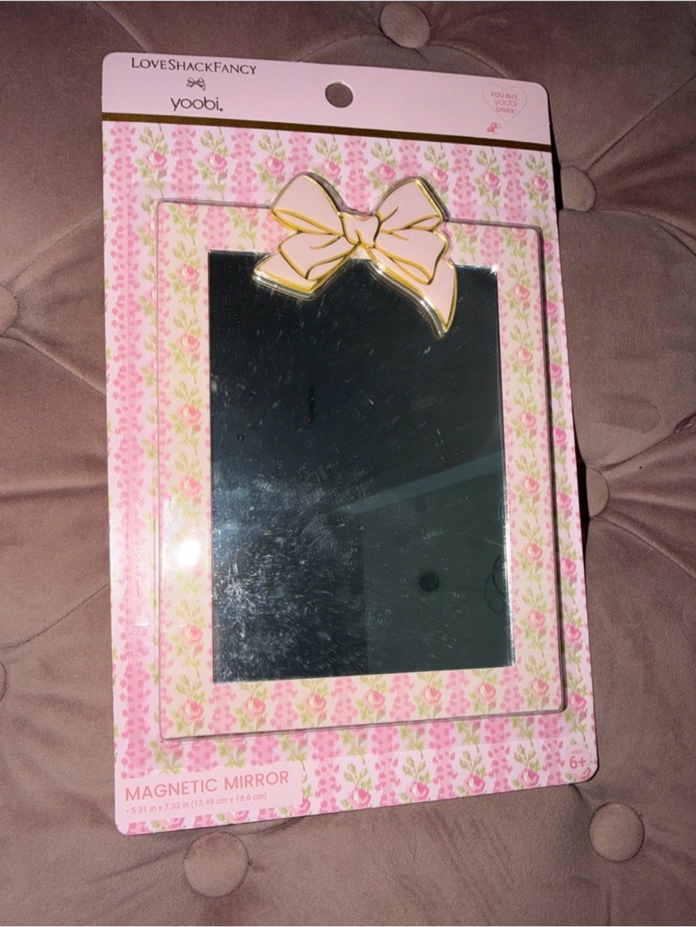 NWT! LOVE SHACK FANCY x TARGET Pink Floral Magnetic Mirror with Bow Accent